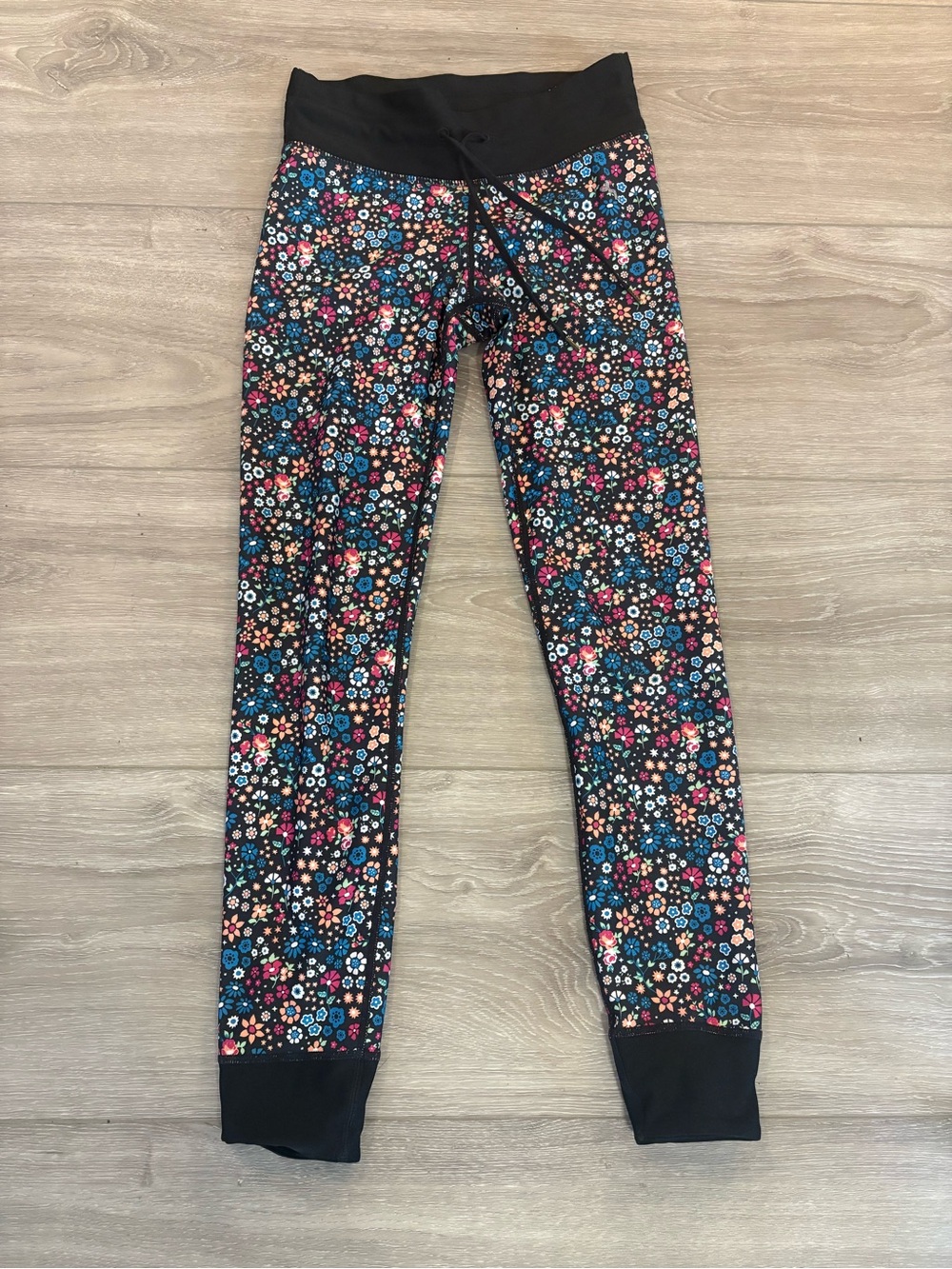 Lab Joy Floral Print Black Jogger Leggings